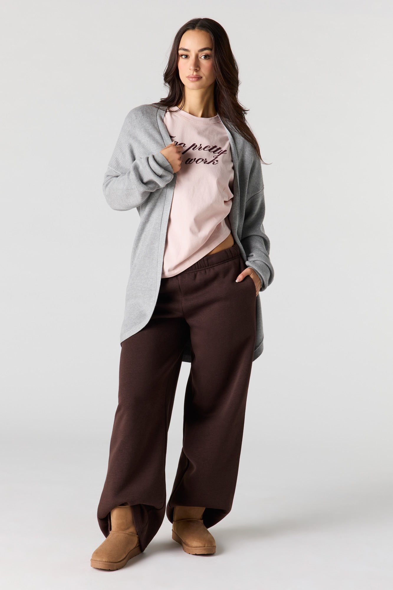 Ribbed Open Front Cardigan