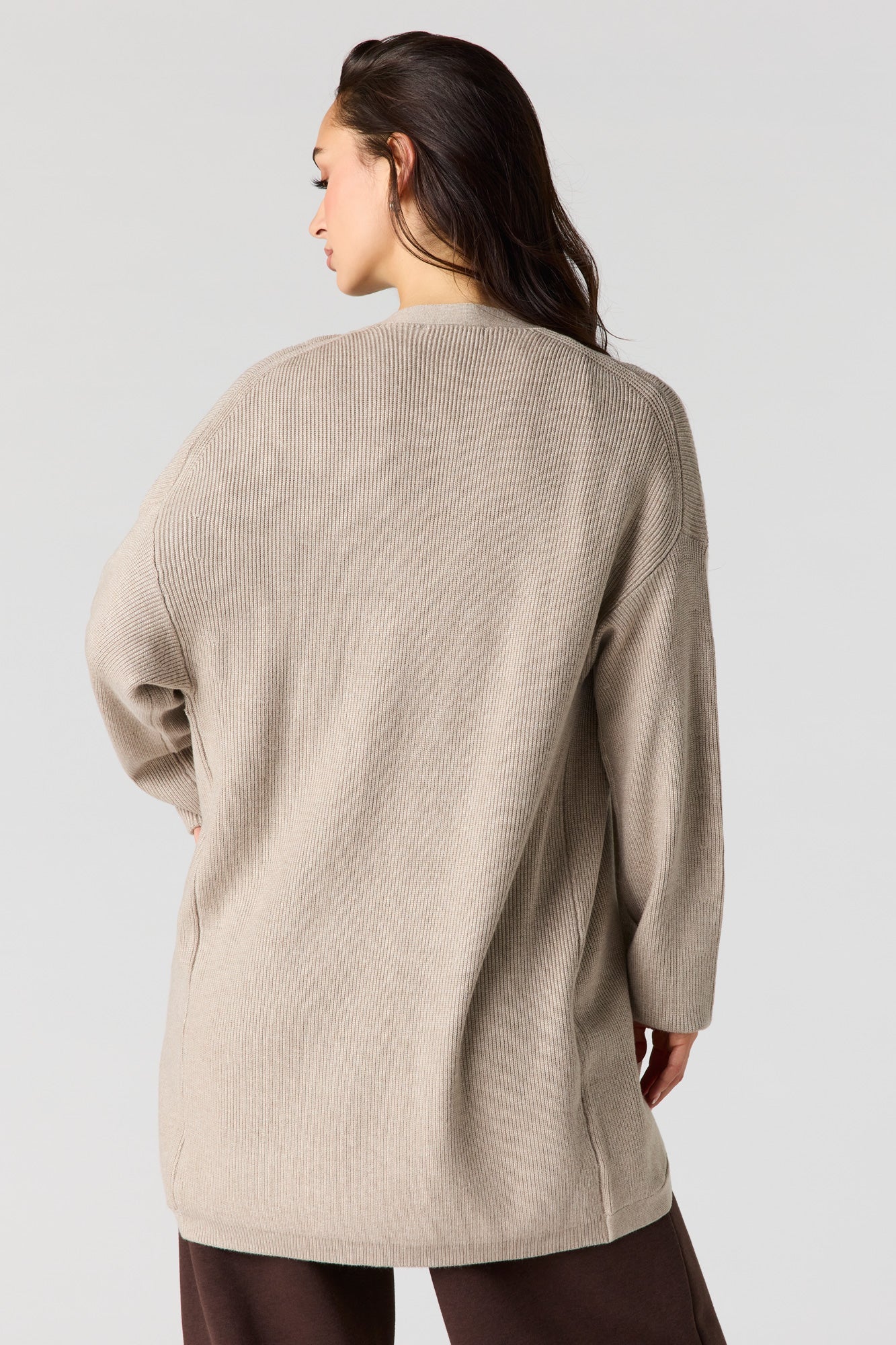 Ribbed Open Front Cardigan