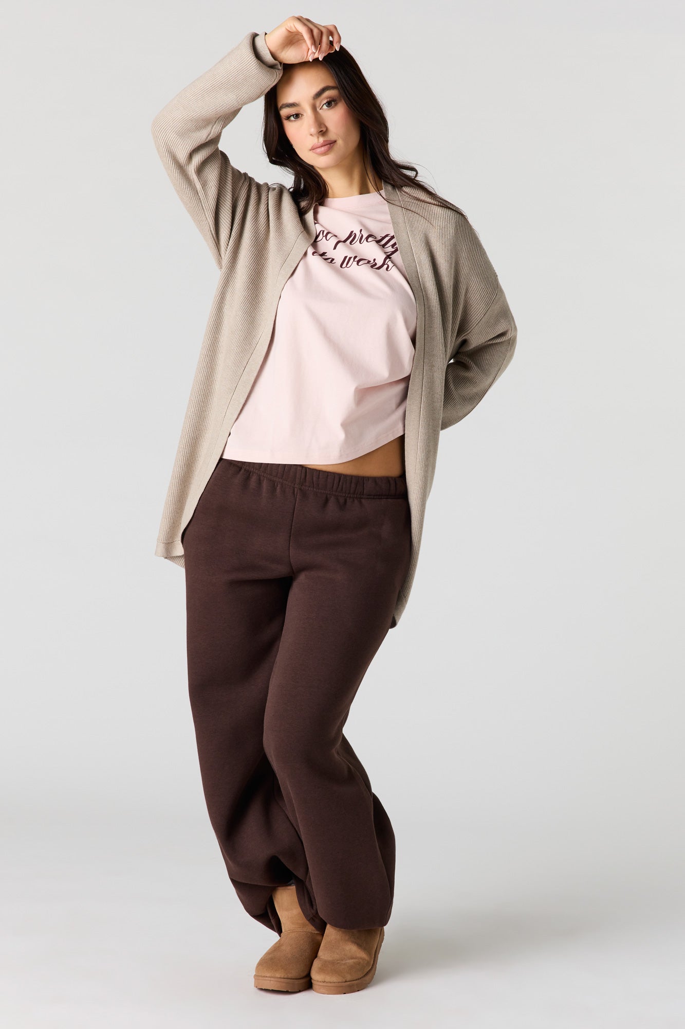 Ribbed Open Front Cardigan
