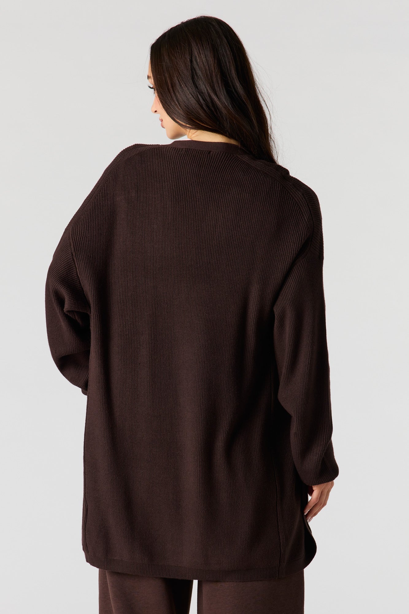 Ribbed Open Front Cardigan
