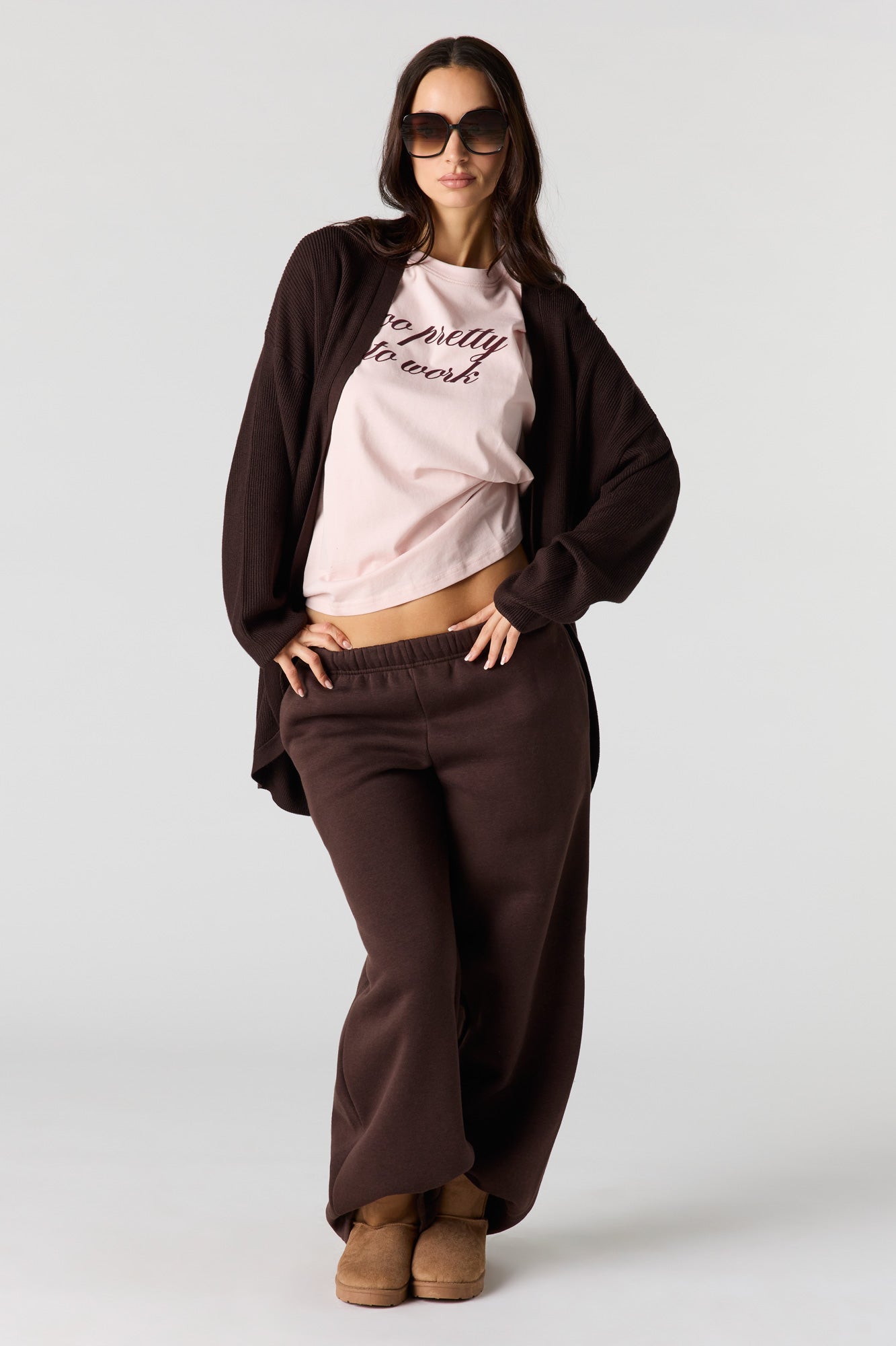 Ribbed Open Front Cardigan