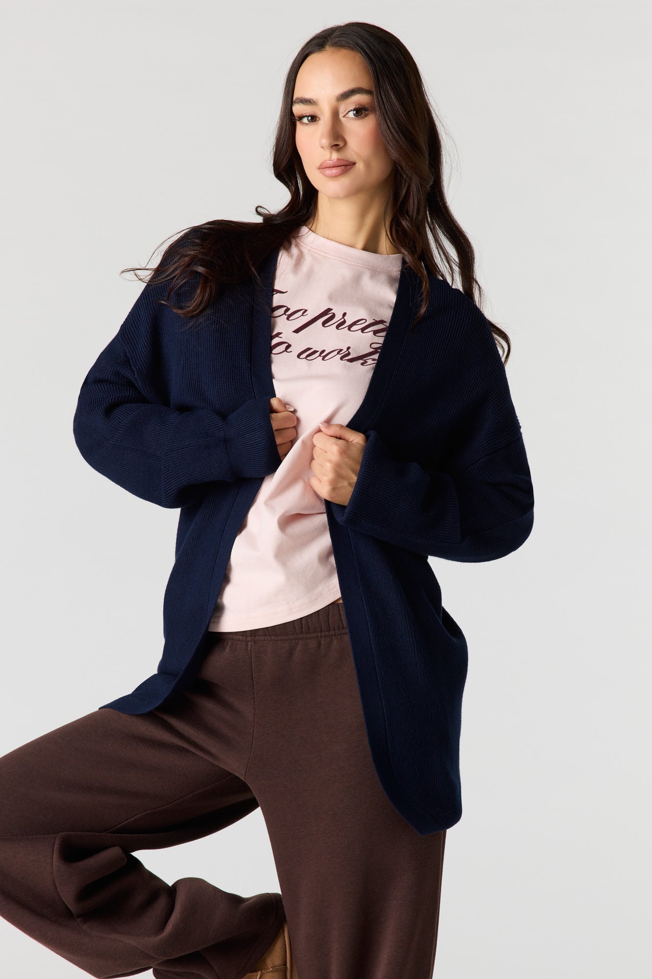 Ribbed Open Front Cardigan
