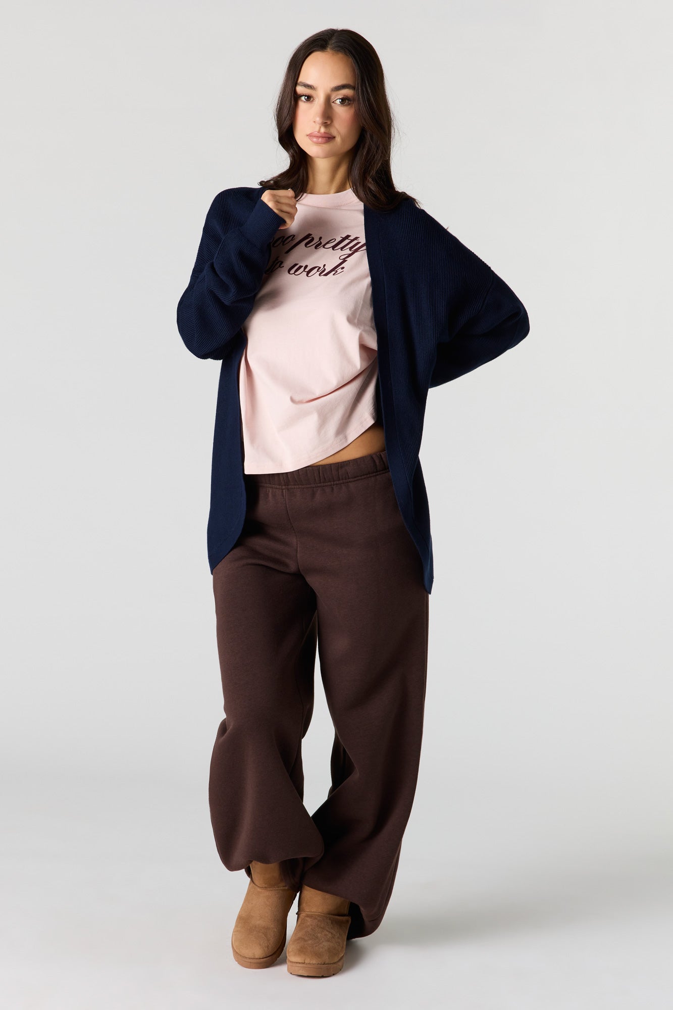 Ribbed Open Front Cardigan