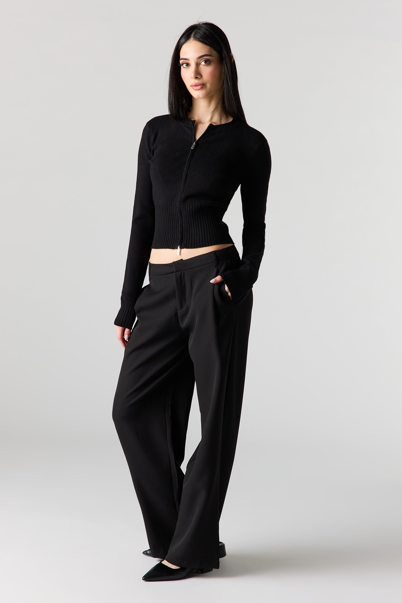 Zip-Up Knit Sweater