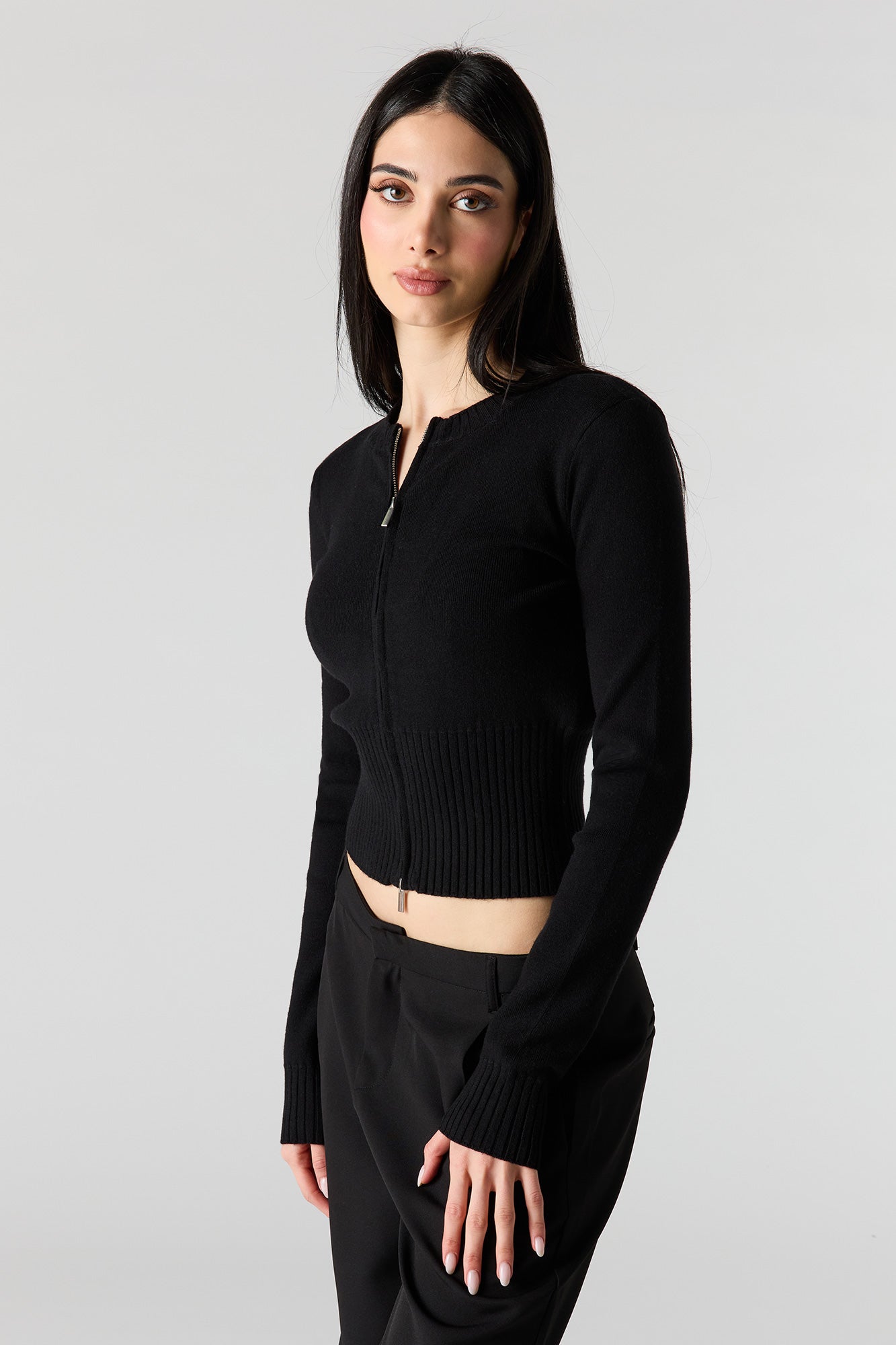 Zip-Up Knit Sweater