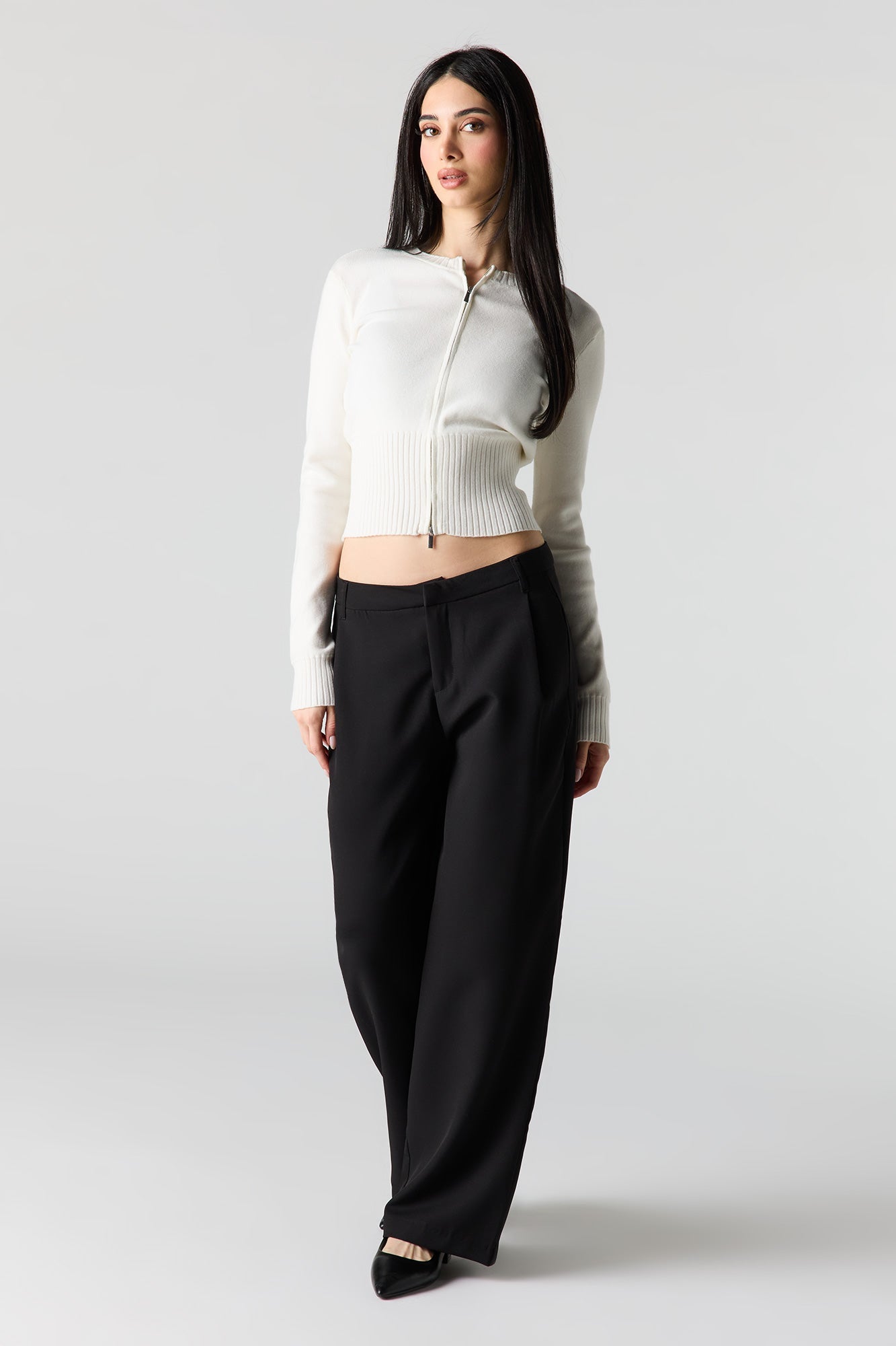 Zip-Up Knit Sweater