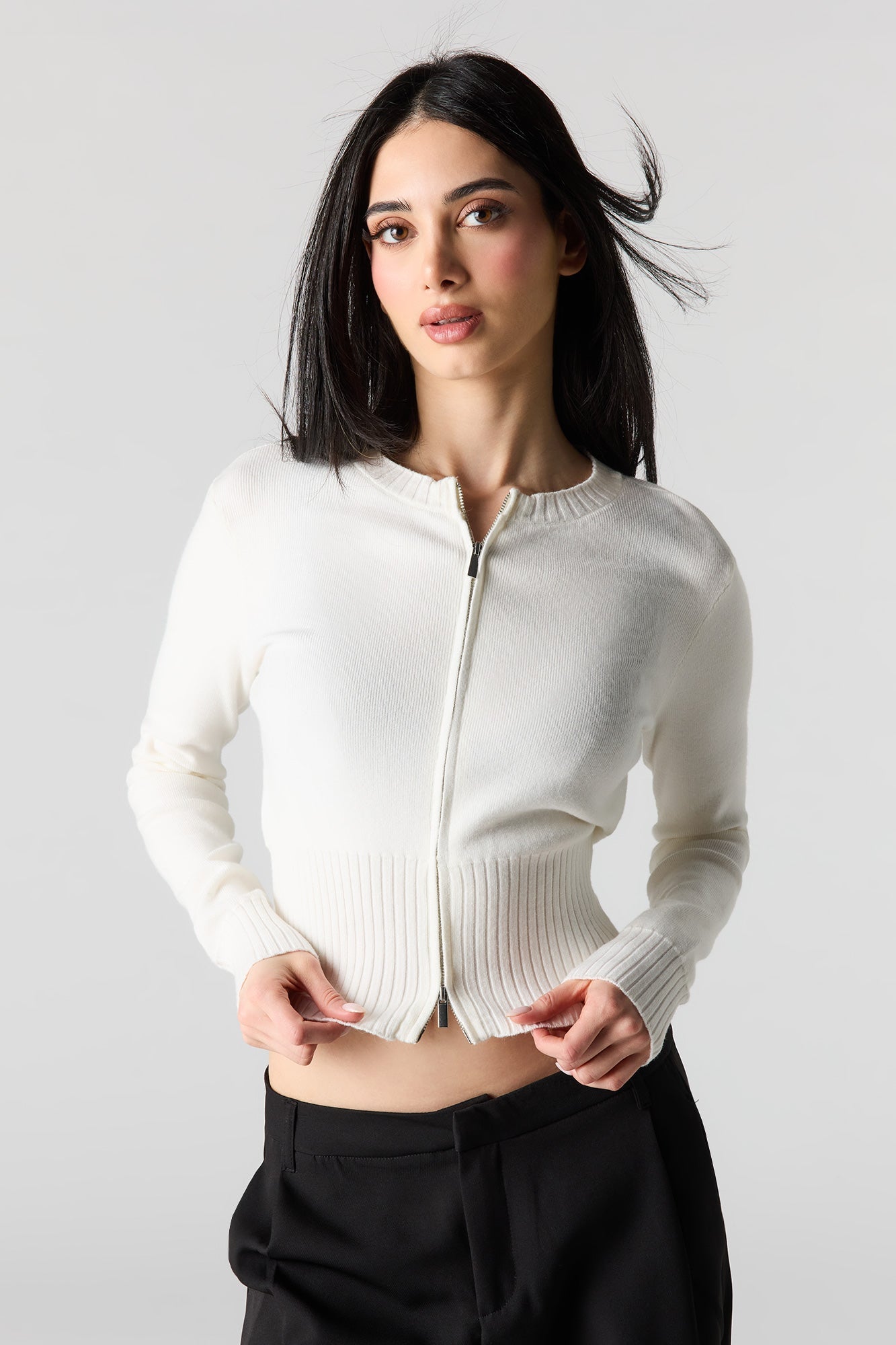 Zip-Up Knit Sweater