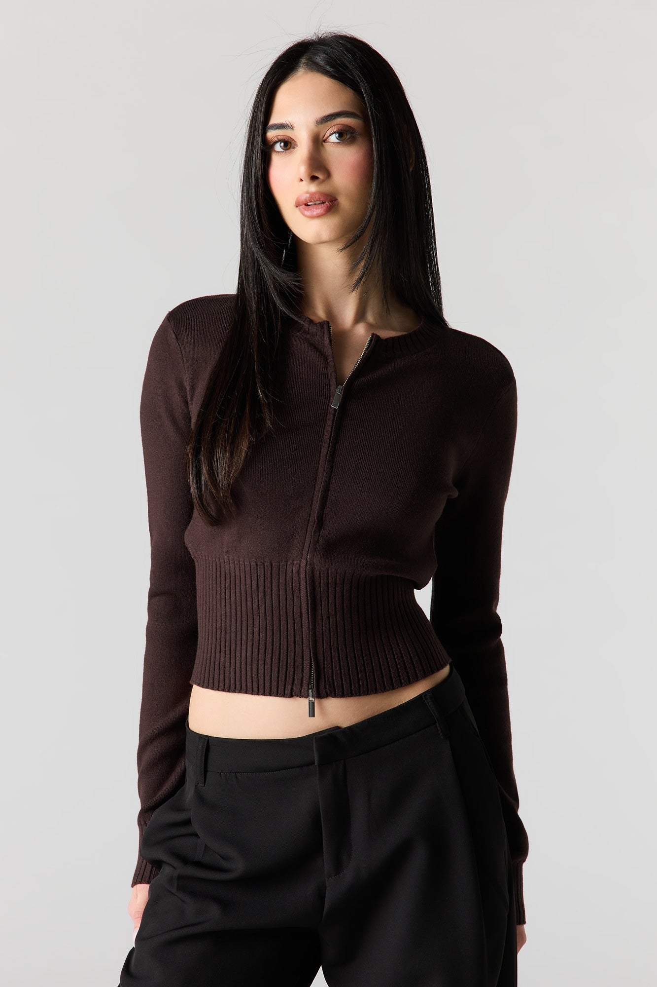 Zip-Up Knit Sweater