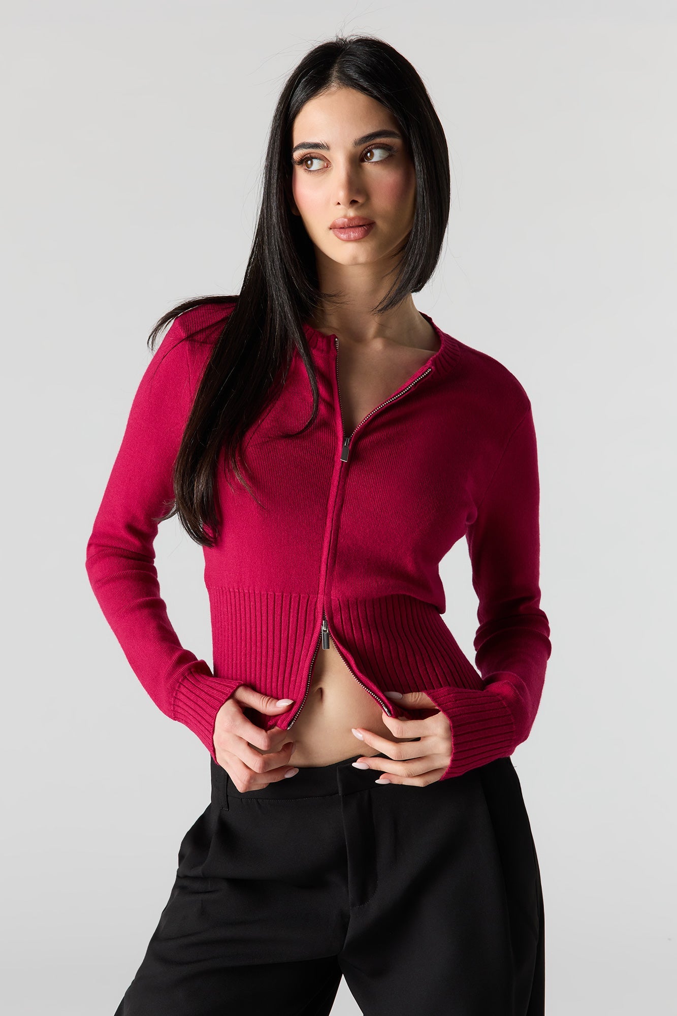 Zip-Up Knit Sweater