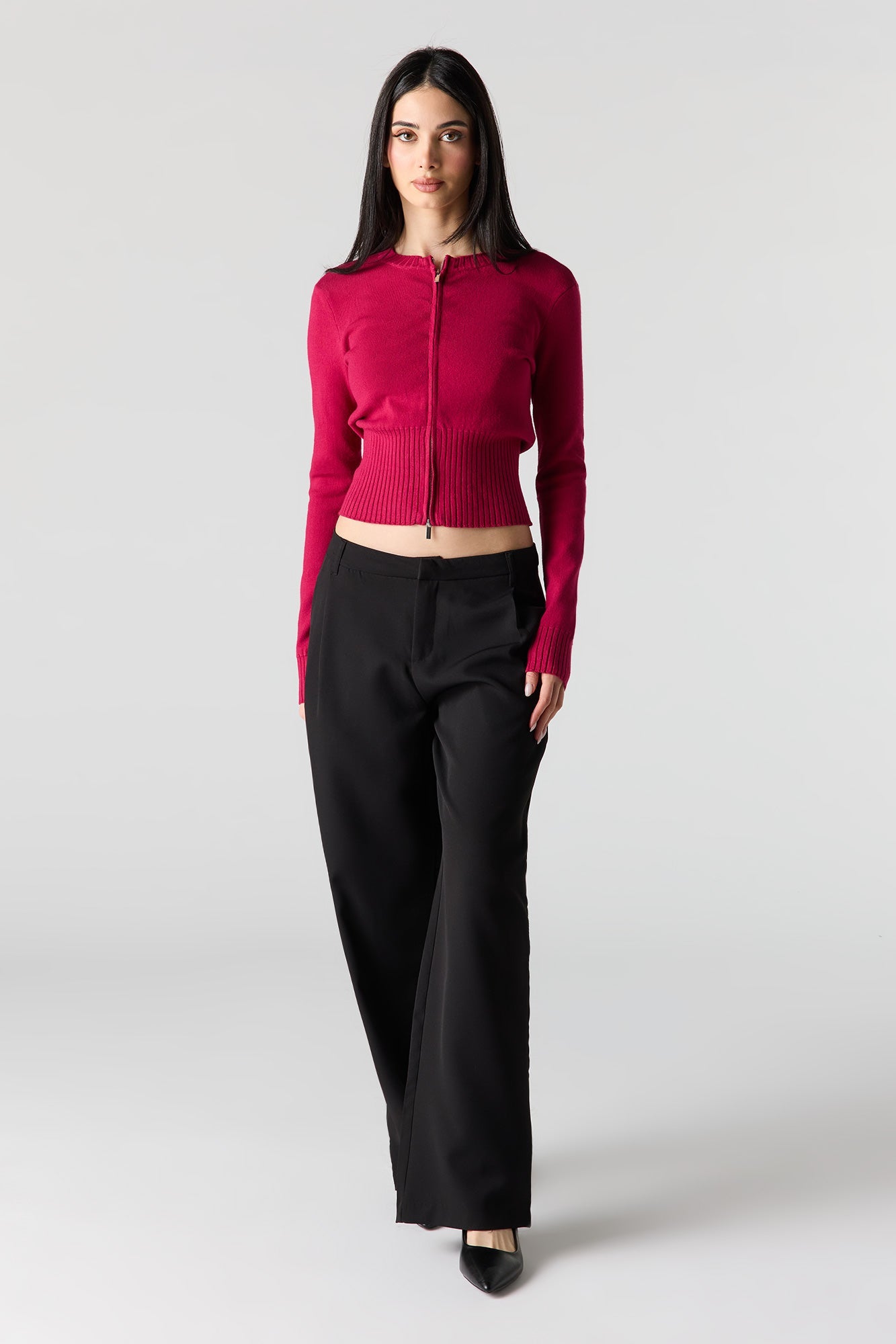 Zip-Up Knit Sweater