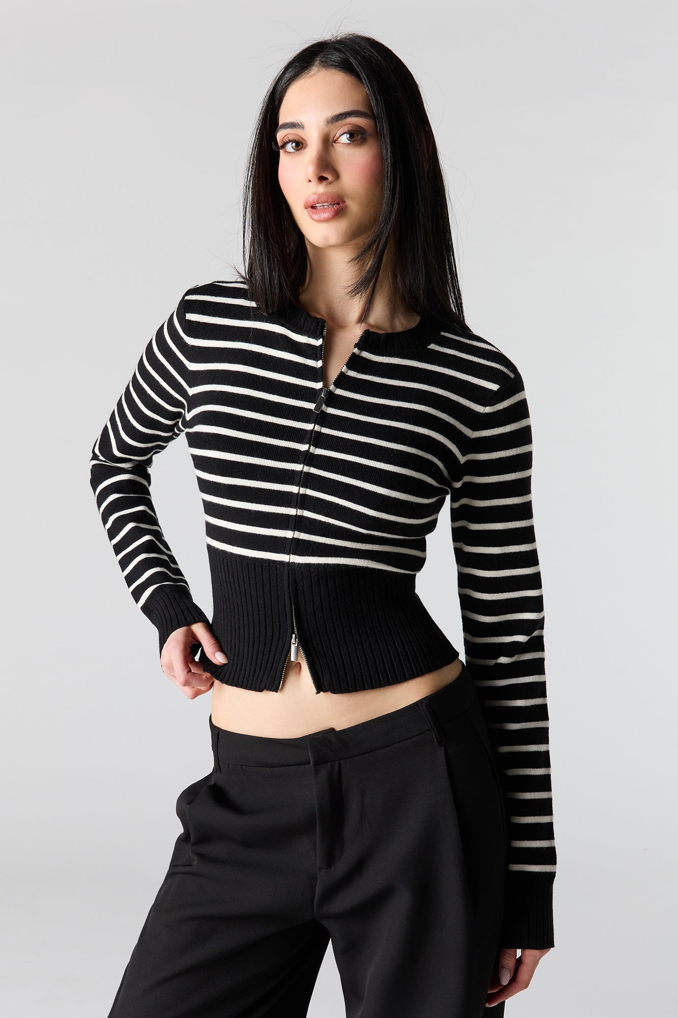 Zip-Up Knit Sweater