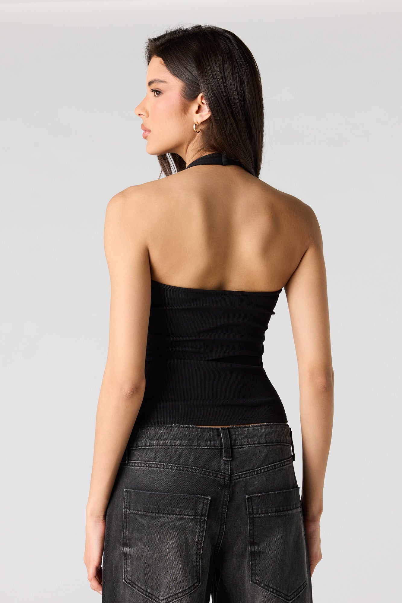 Ribbed Scoop Neck Halter Top