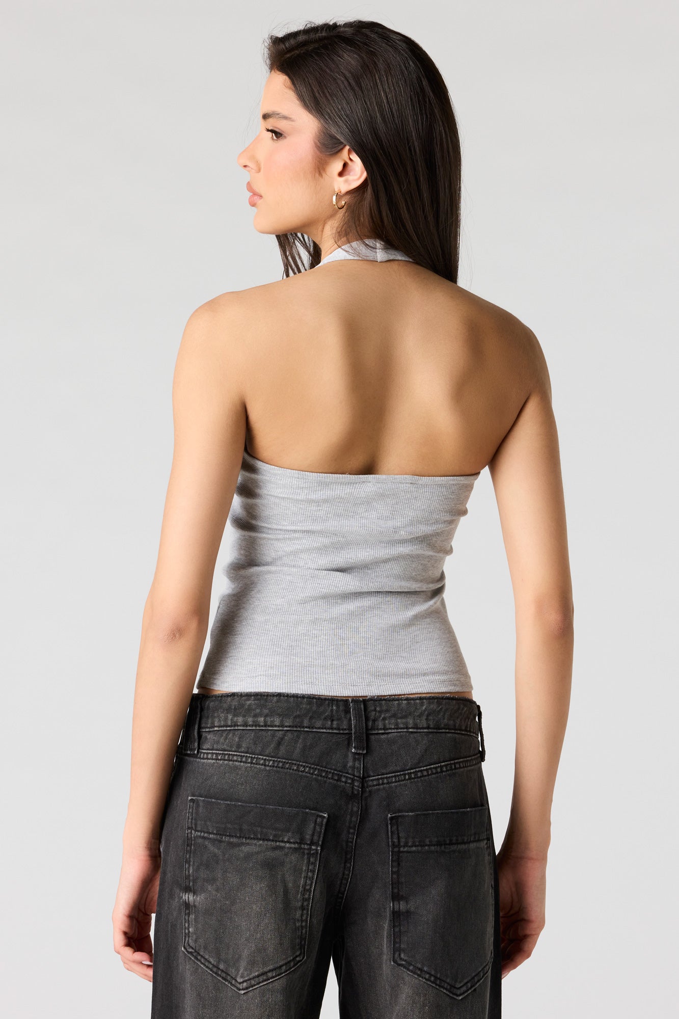 Ribbed Scoop Neck Halter Top