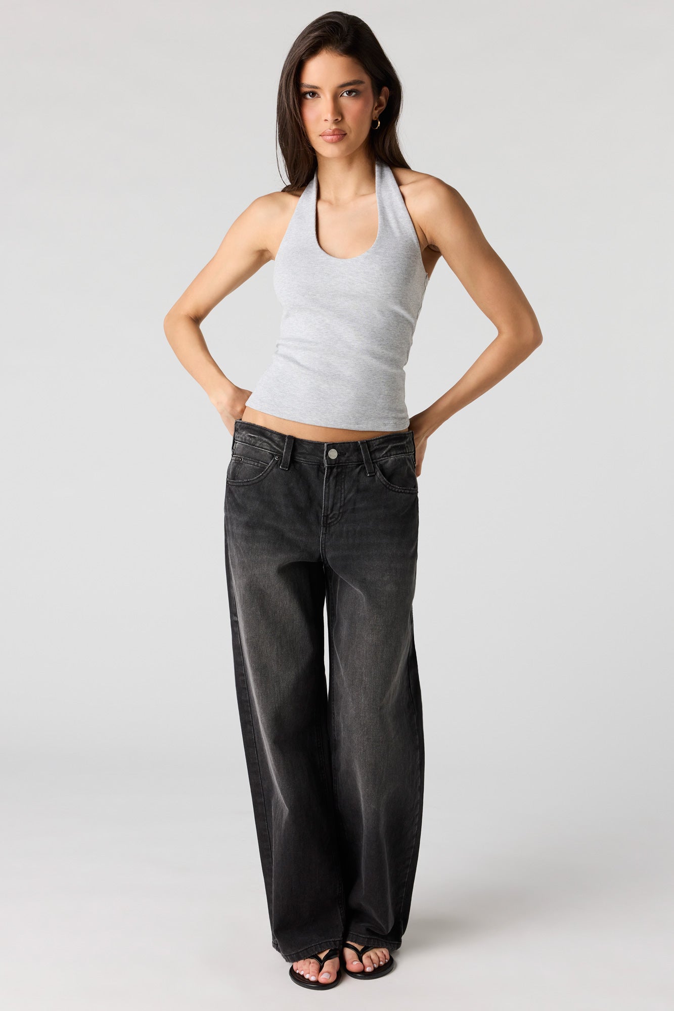 Ribbed Scoop Neck Halter Top