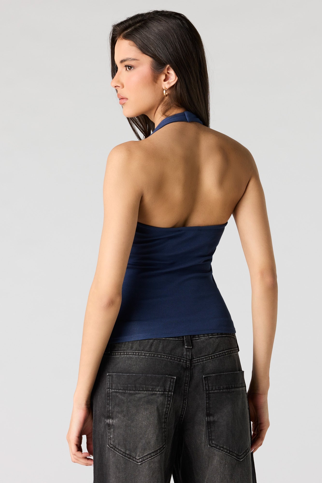 Ribbed Scoop Neck Halter Top