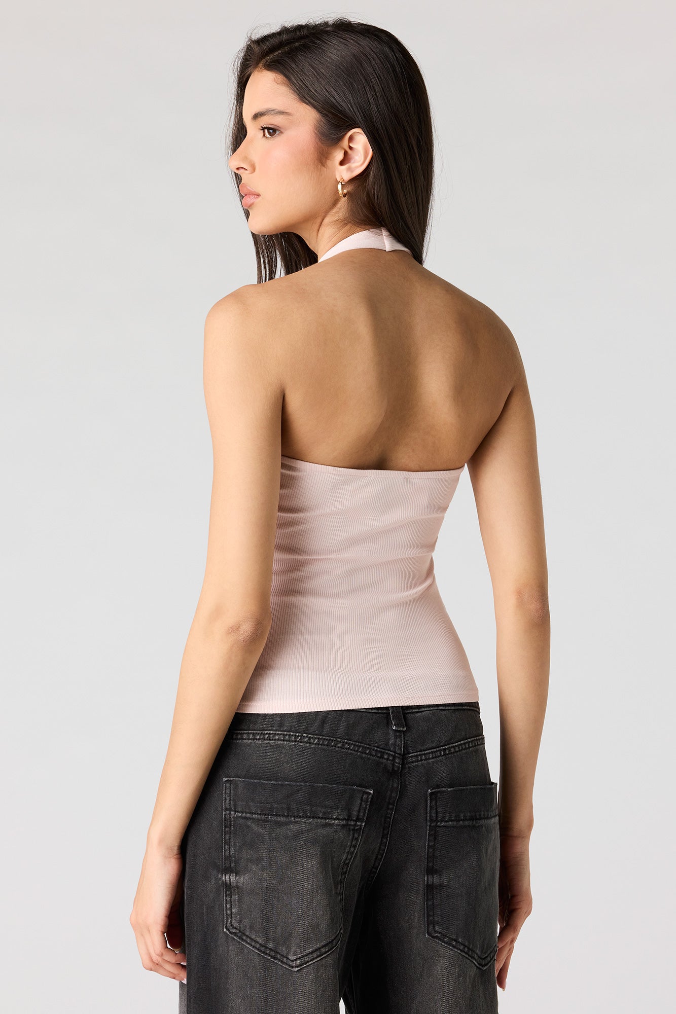 Ribbed Scoop Neck Halter Top