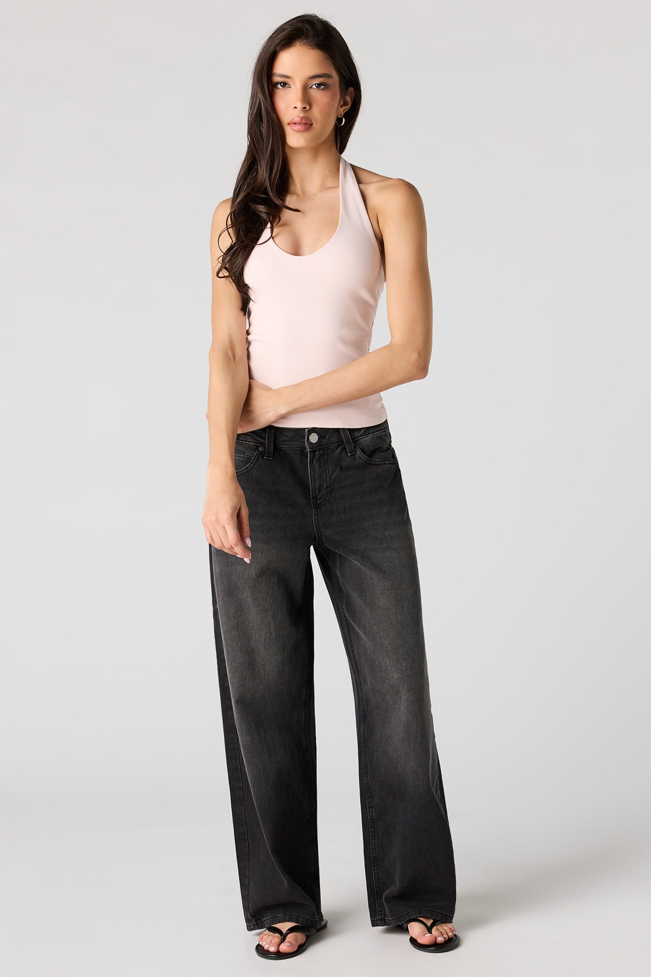 Ribbed Scoop Neck Halter Top