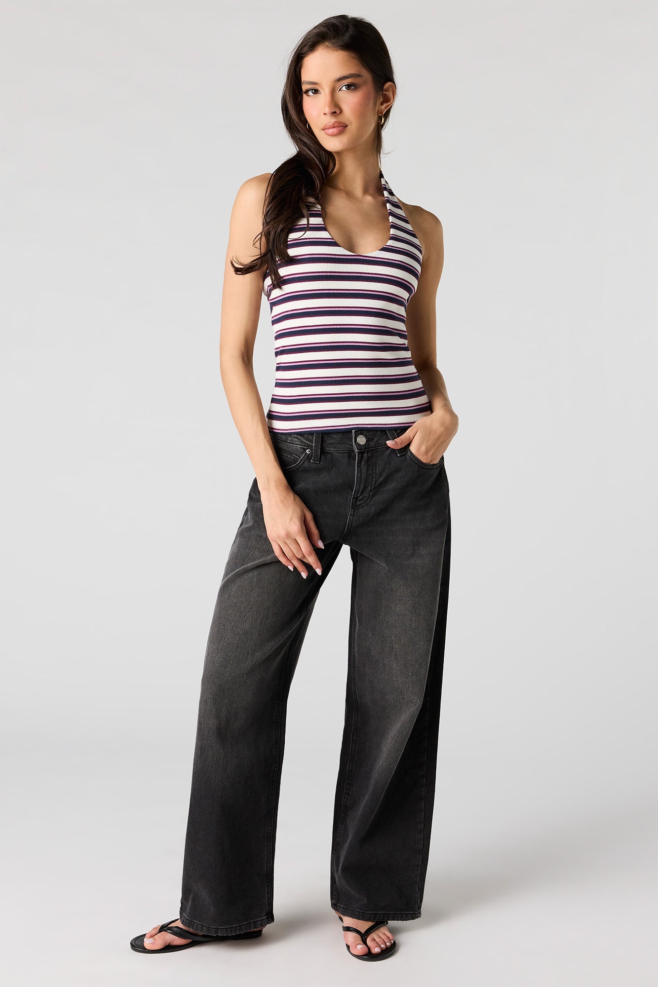 Ribbed Scoop Neck Halter Top