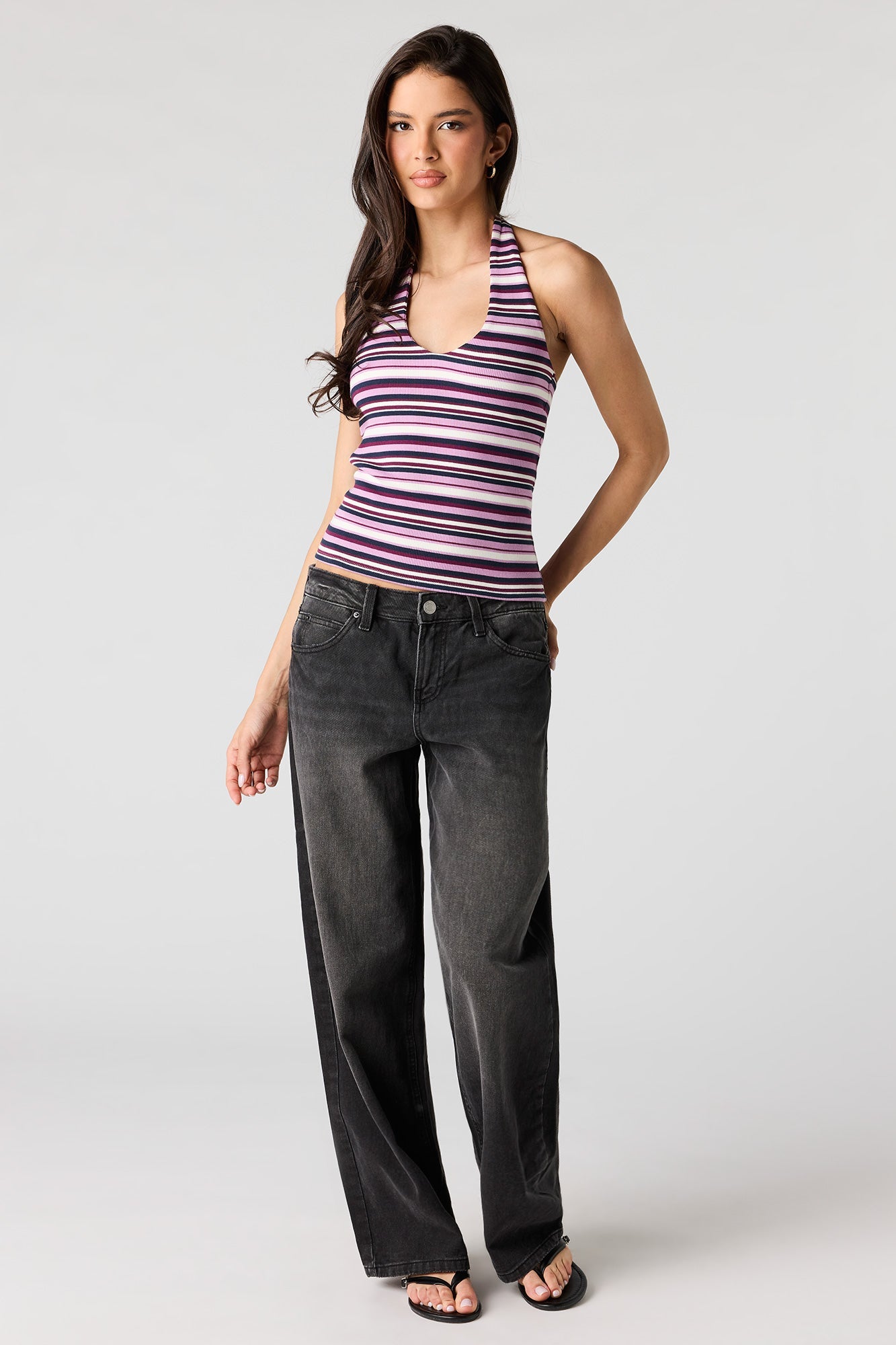 Ribbed Scoop Neck Halter Top