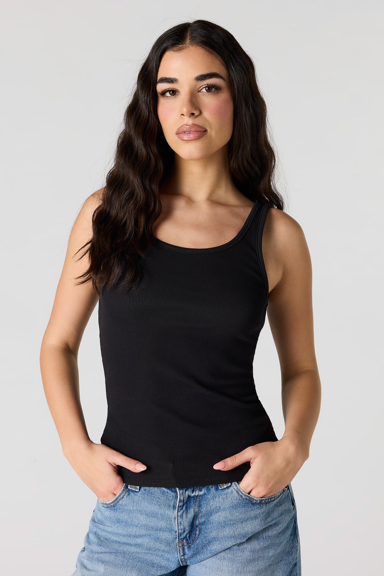 Ribbed Scoop Neck Tank
