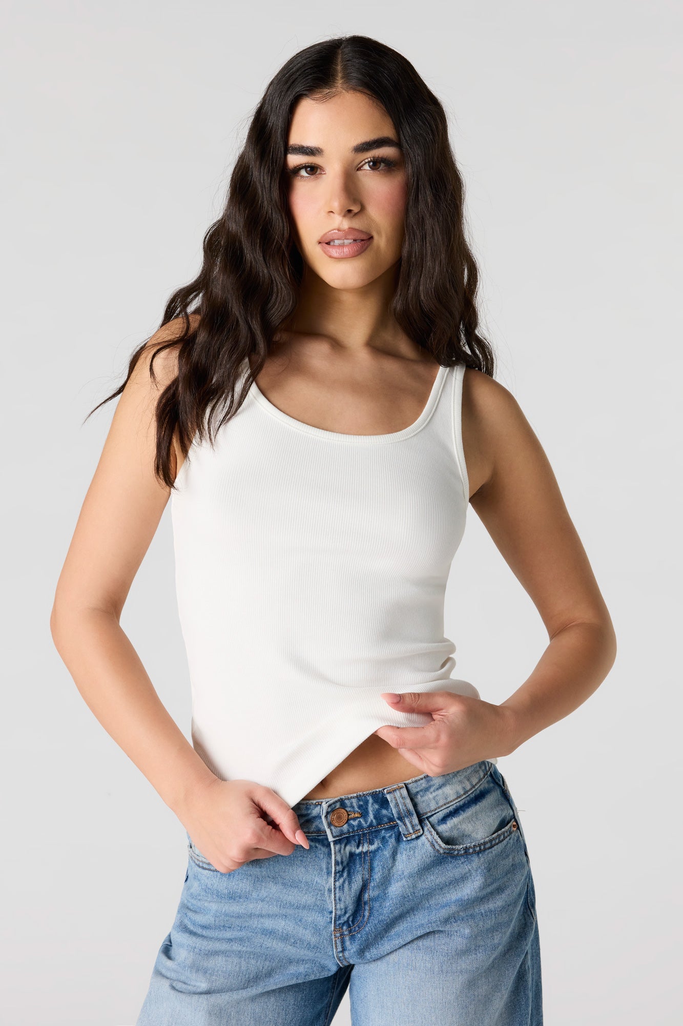 Ribbed Scoop Neck Tank