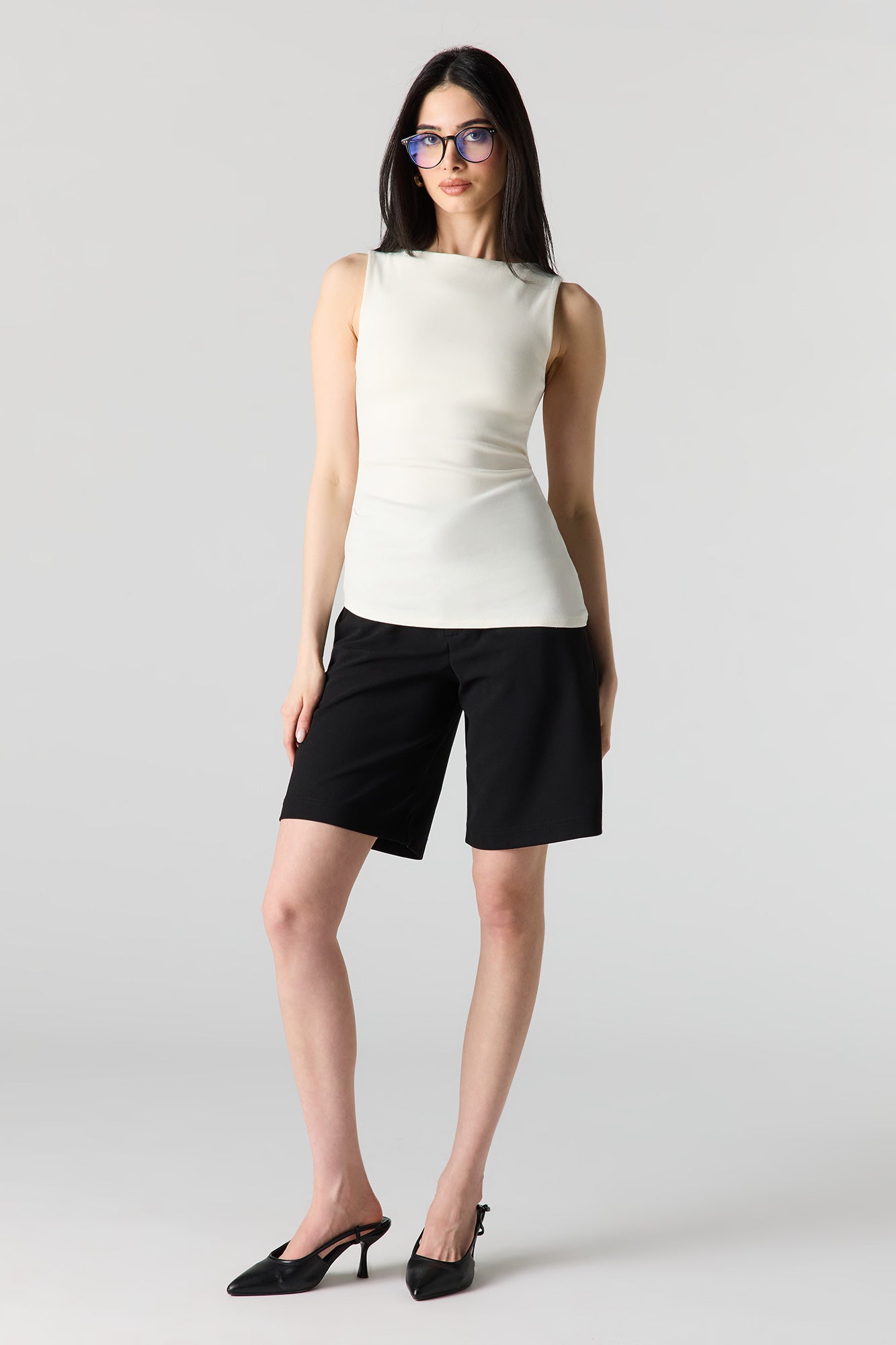 Ribbed High Neck Top