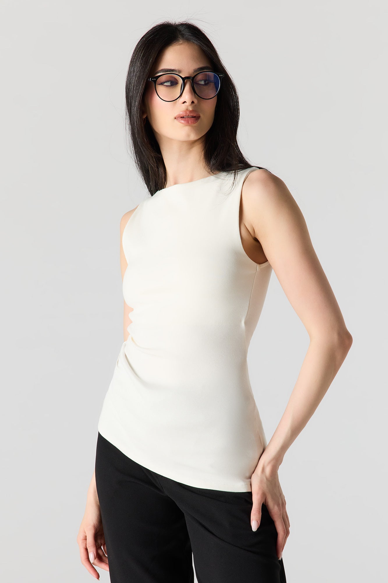 Ribbed High Neck Top