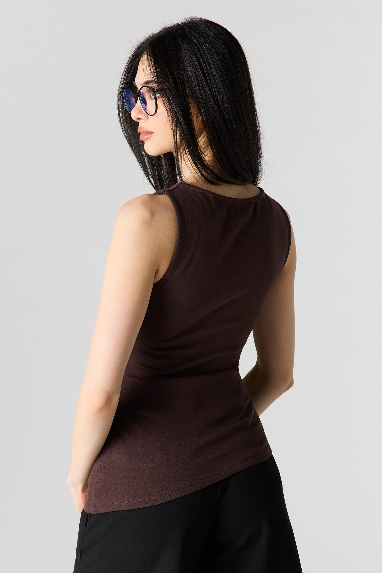 Ribbed High Neck Top