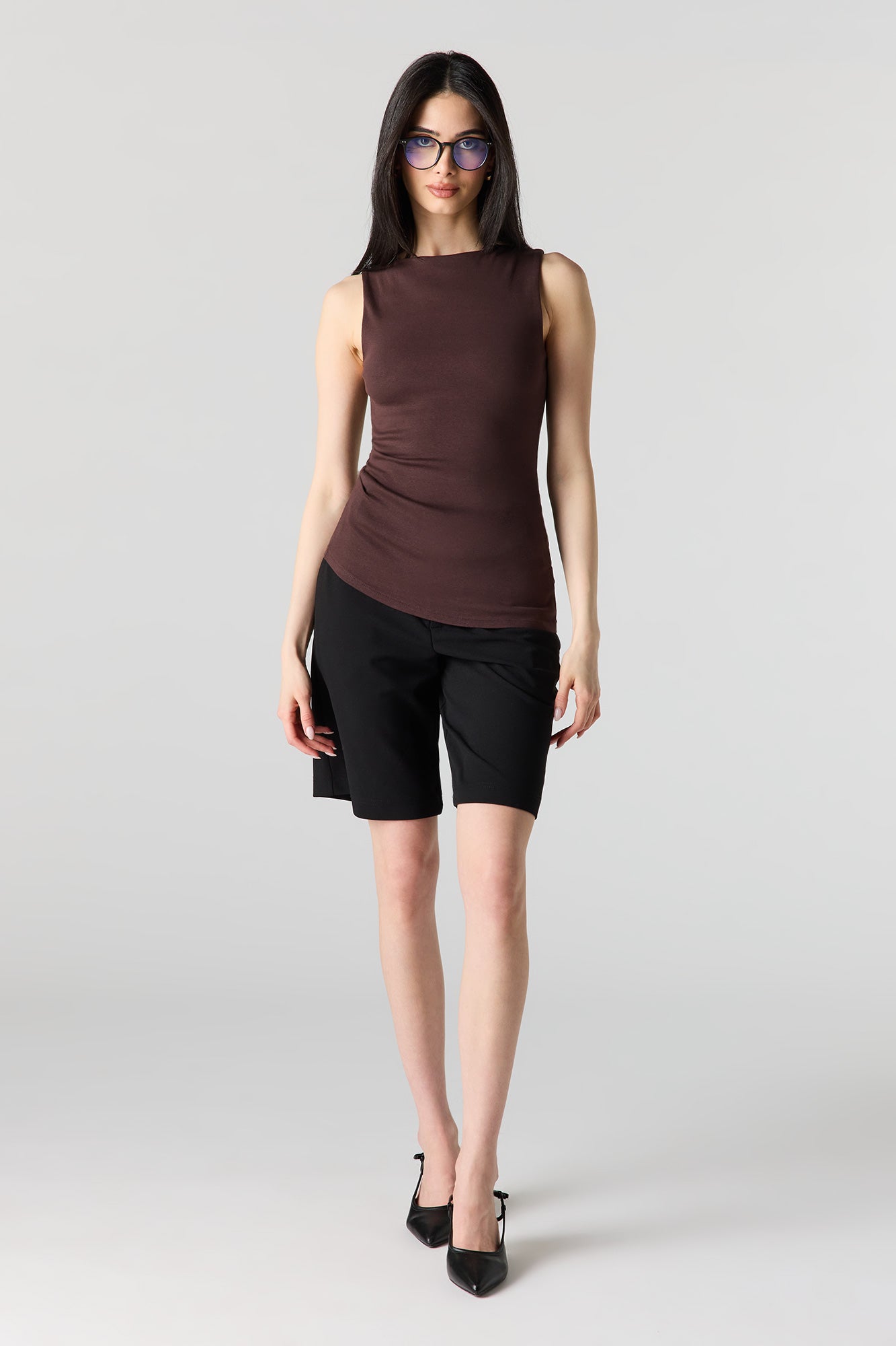 Ribbed High Neck Top