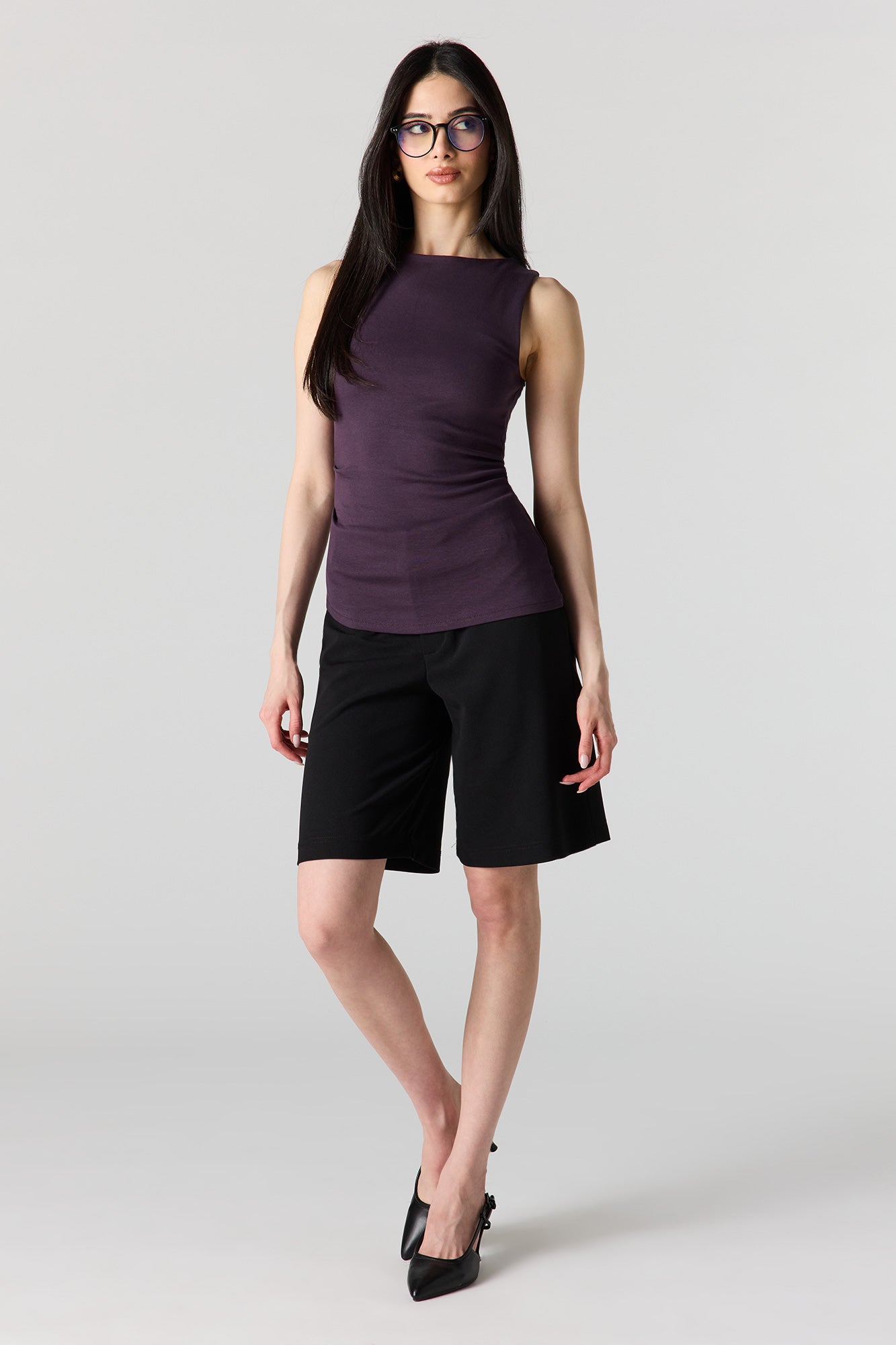 Ribbed High Neck Top