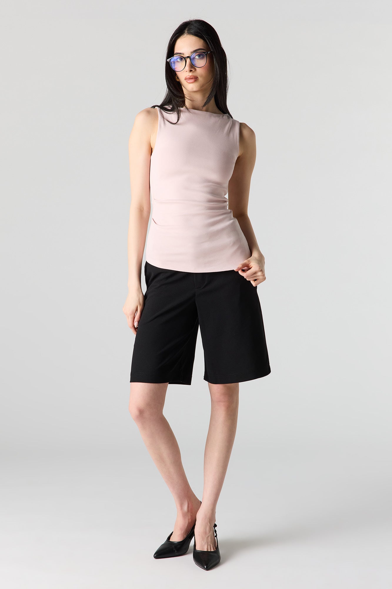 Ribbed High Neck Top