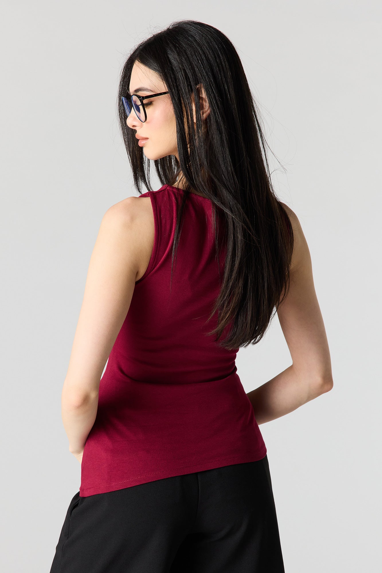Ribbed High Neck Top