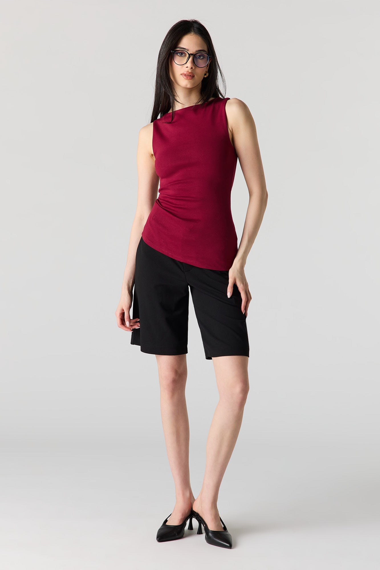 Ribbed High Neck Top