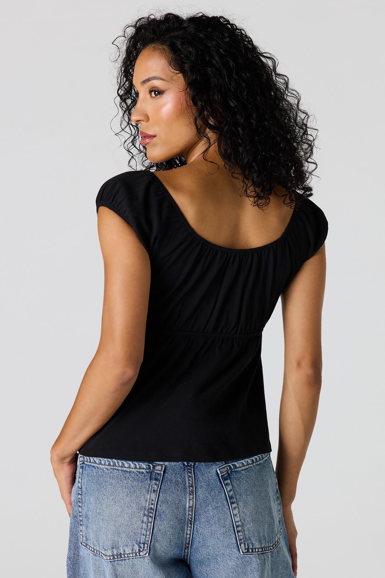 Scoop Neck Peplum Top