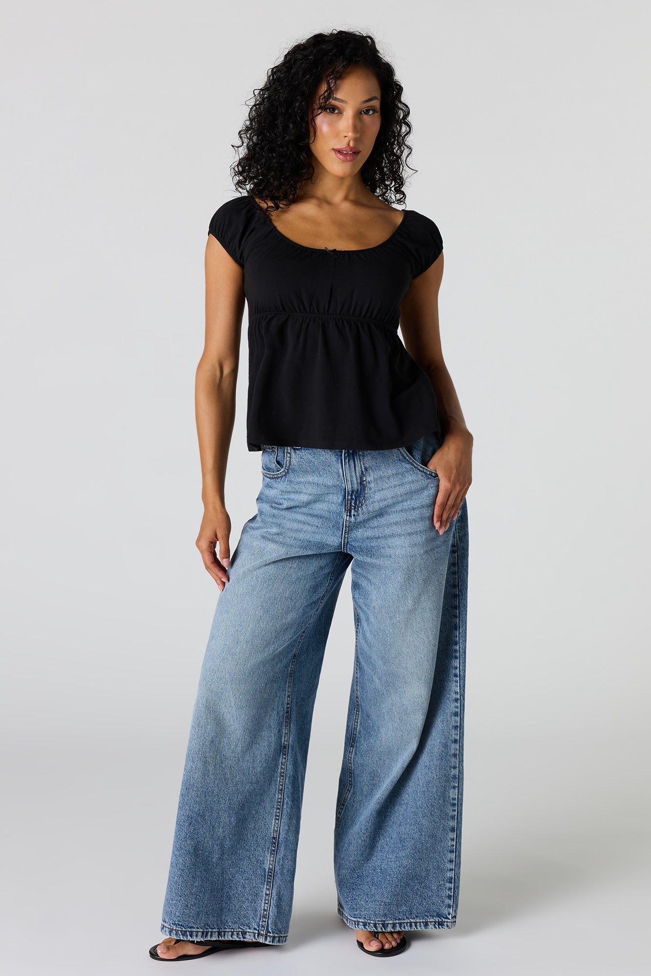 Scoop Neck Peplum Top