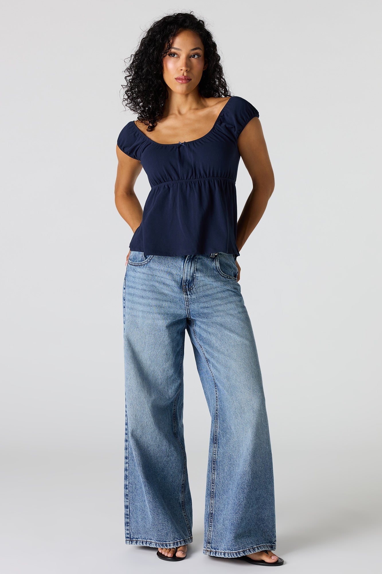 Scoop Neck Peplum Top
