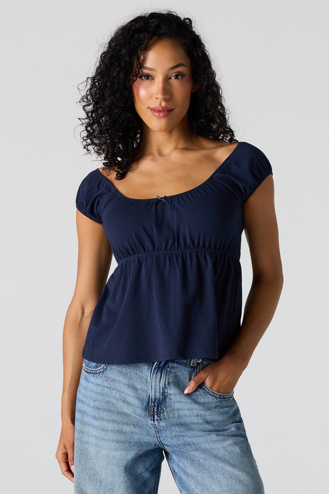 Scoop Neck Peplum Top