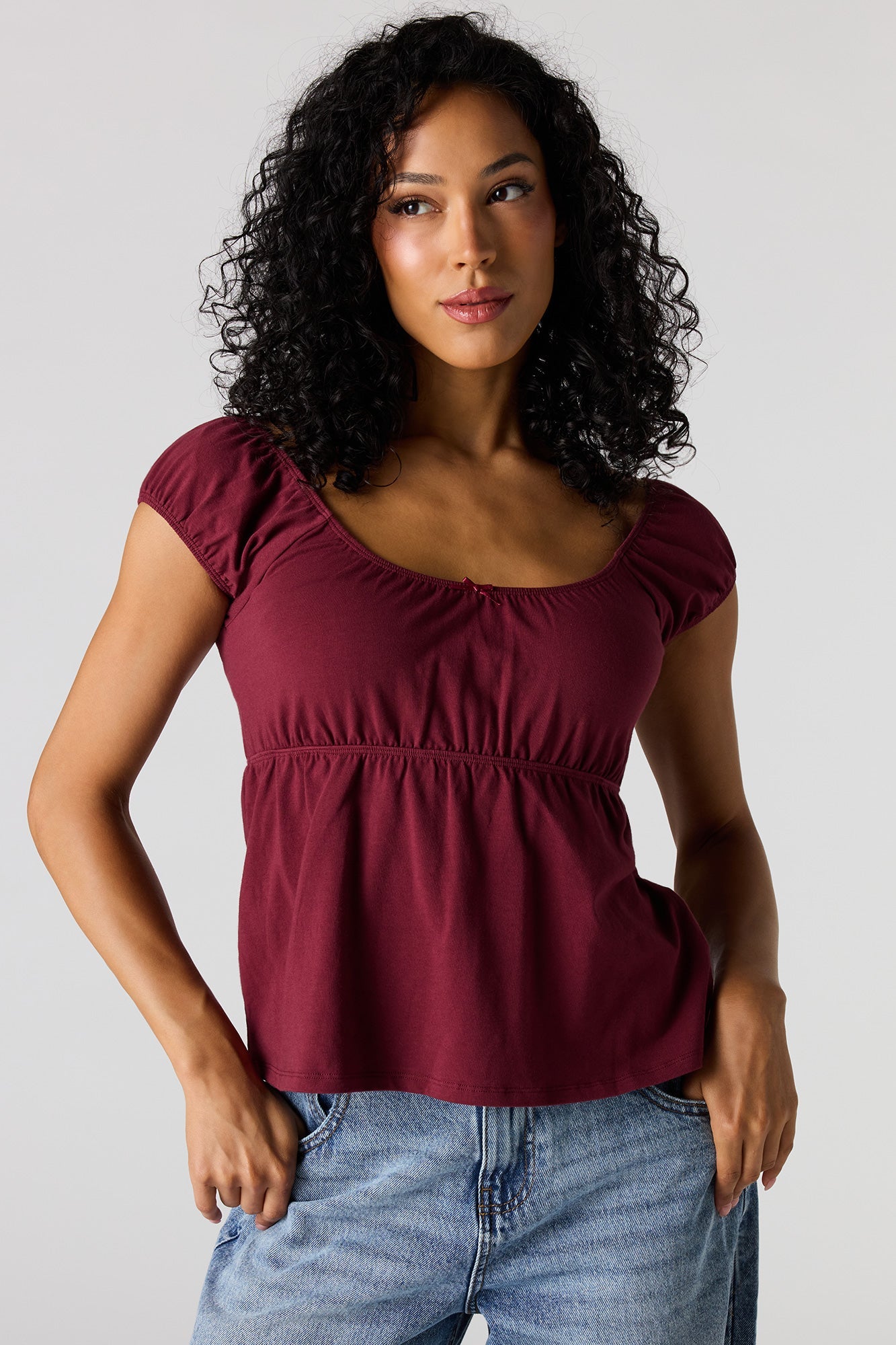 Scoop Neck Peplum Top