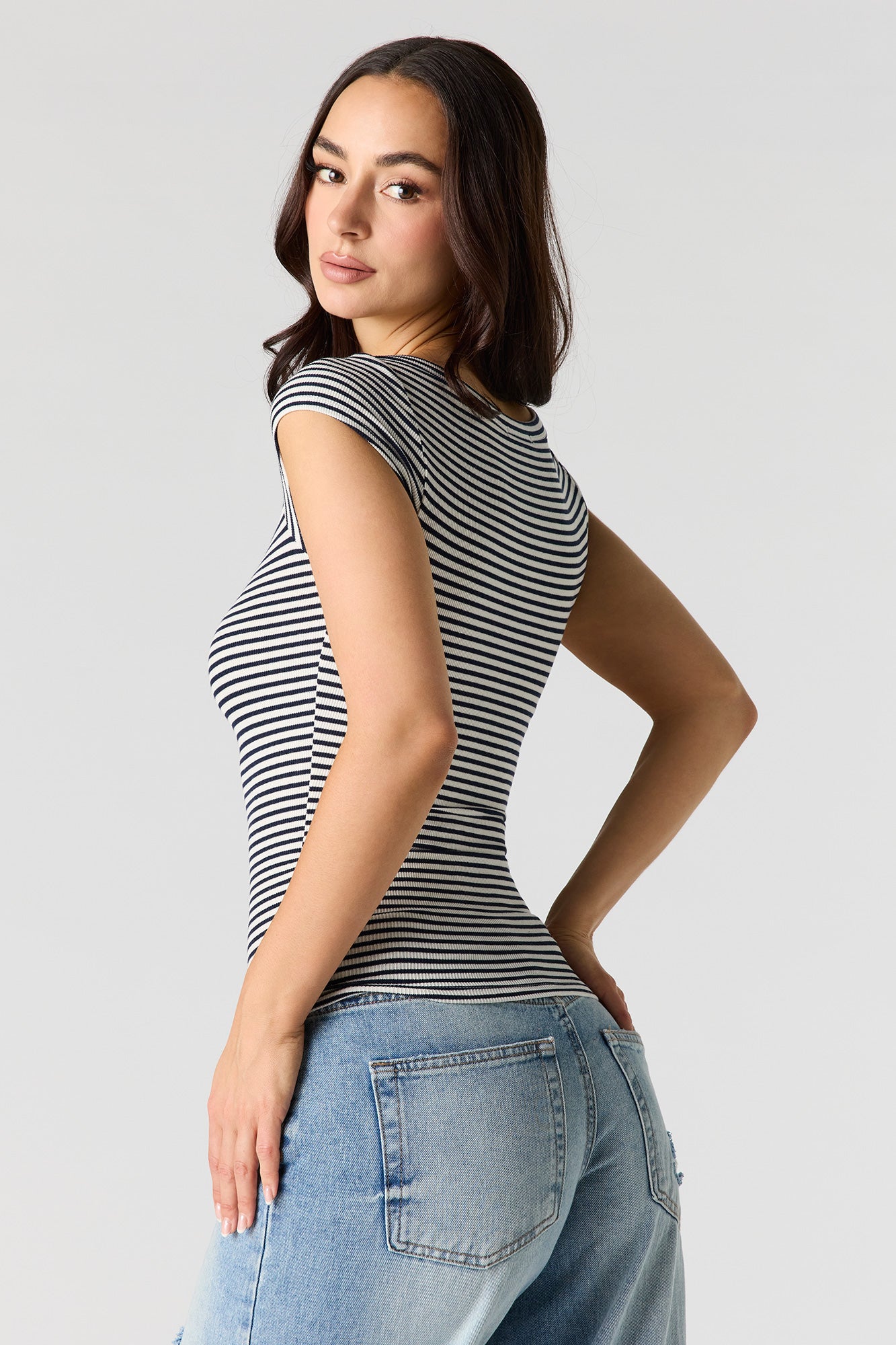 Ribbed Boat Neck Top