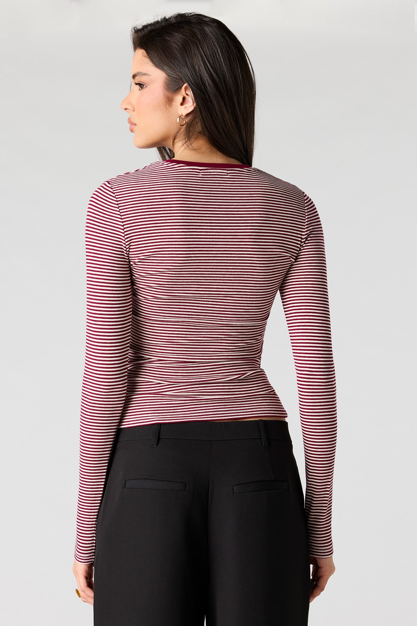 Ribbed Crewneck Long Sleeve Top