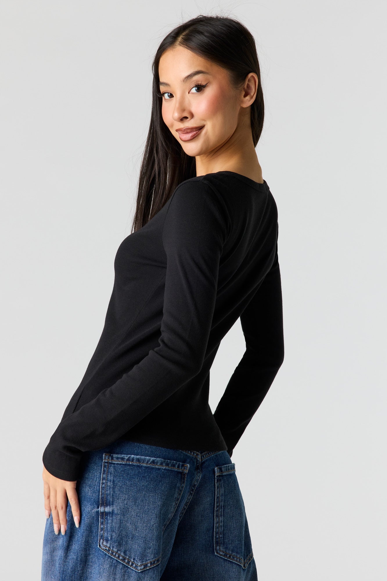 Button-Up Long Sleeve Top