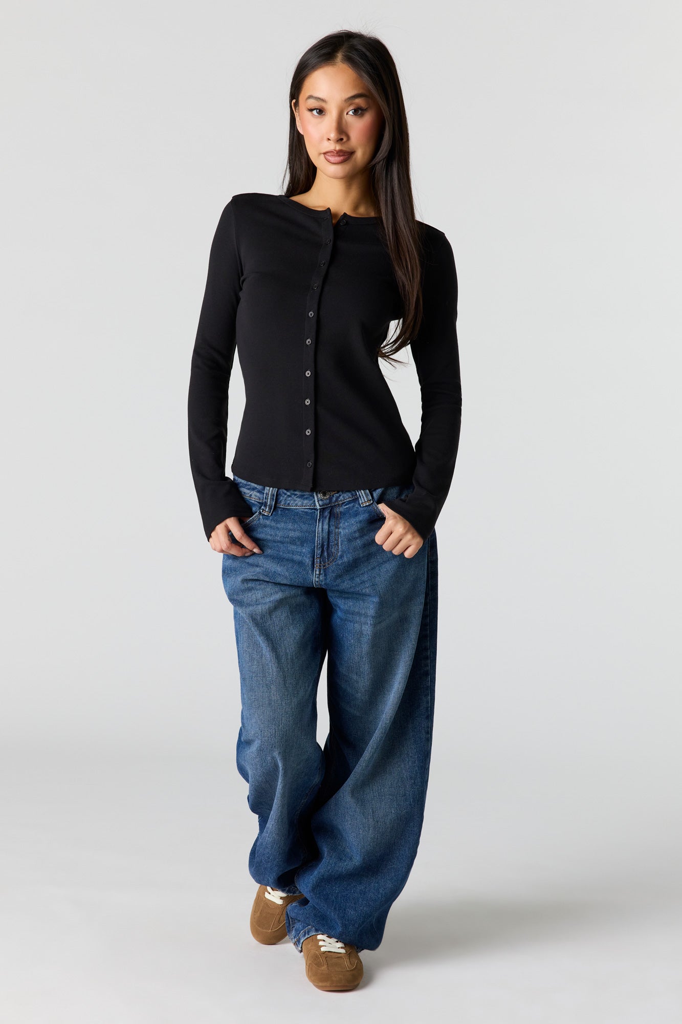 Button-Up Long Sleeve Top