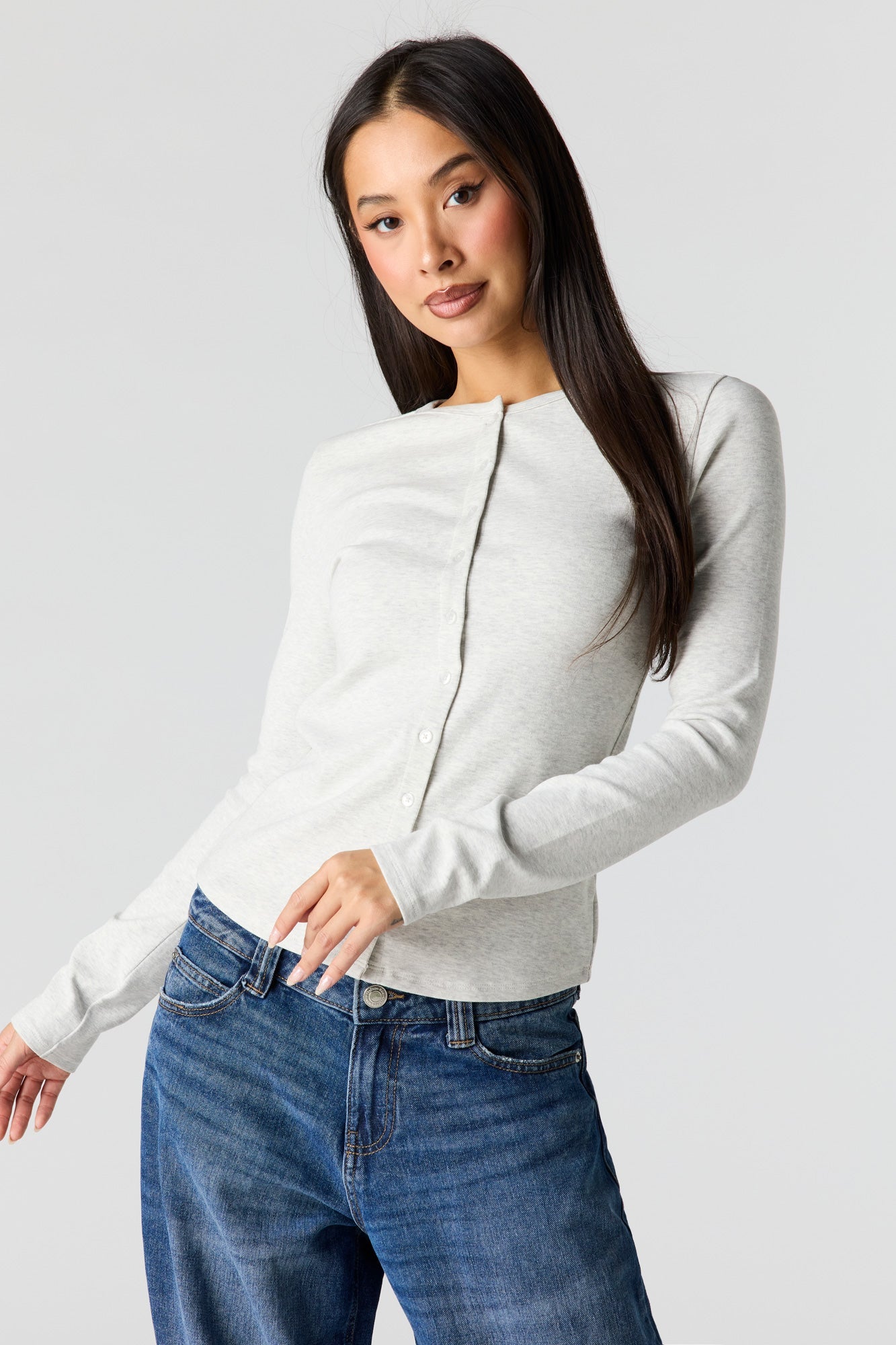 Button-Up Long Sleeve Top