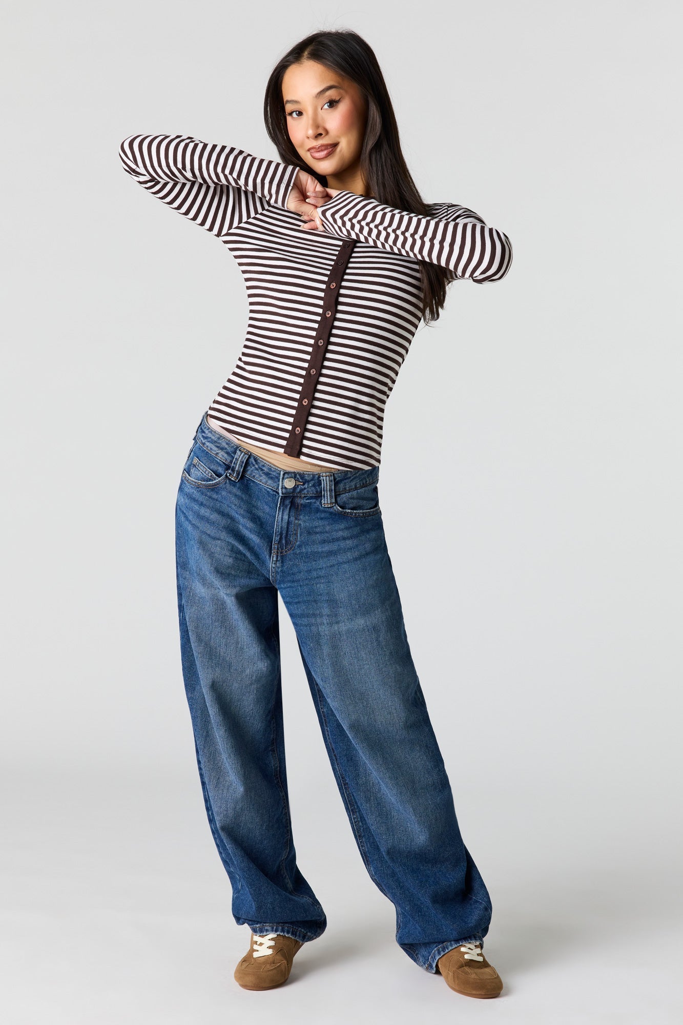 Button-Up Long Sleeve Top