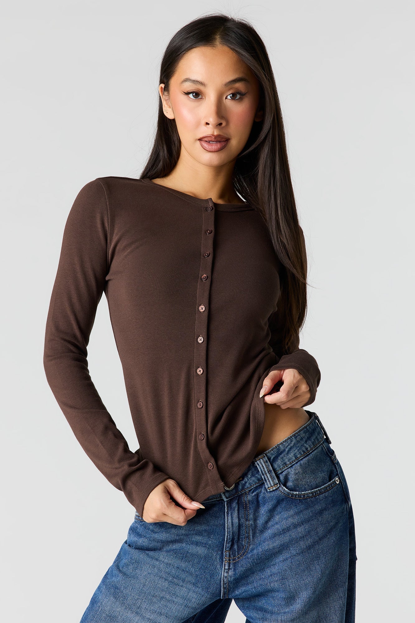 Button-Up Long Sleeve Top