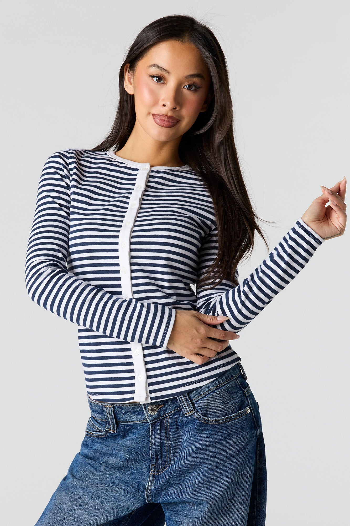 Button-Up Long Sleeve Top