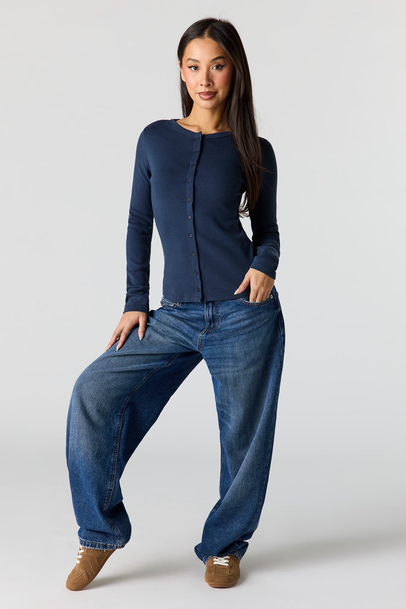Button-Up Long Sleeve Top