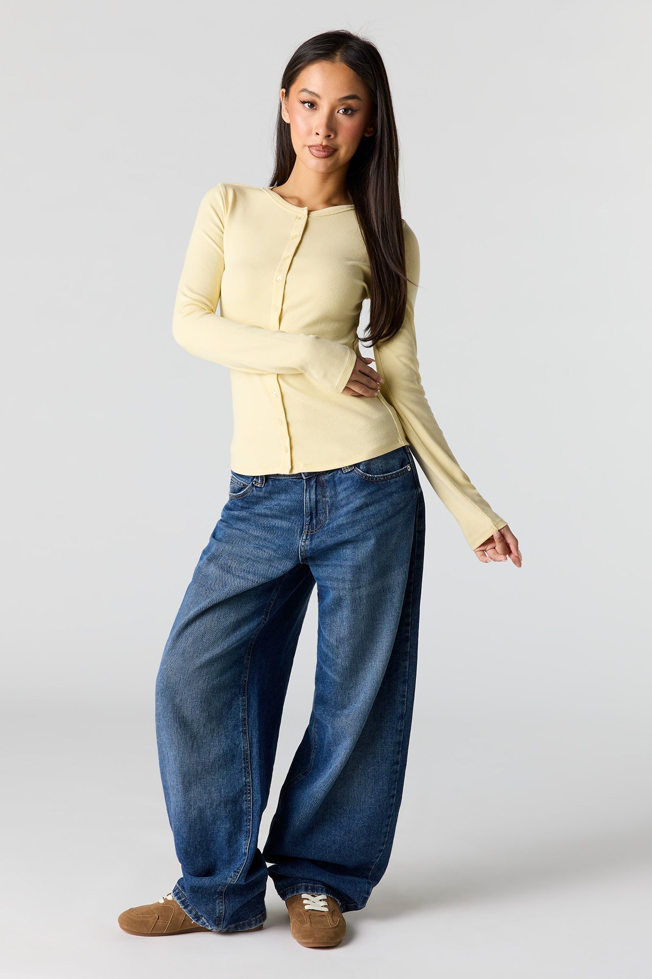 Button-Up Long Sleeve Top