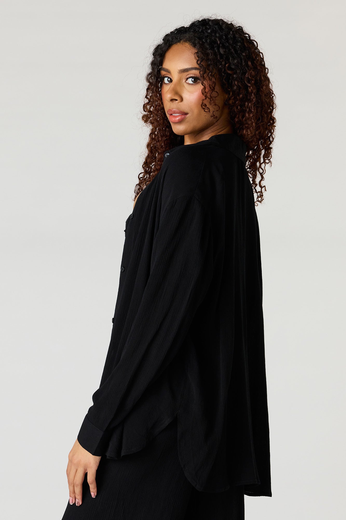 Flowy Oversized Button-Up Top