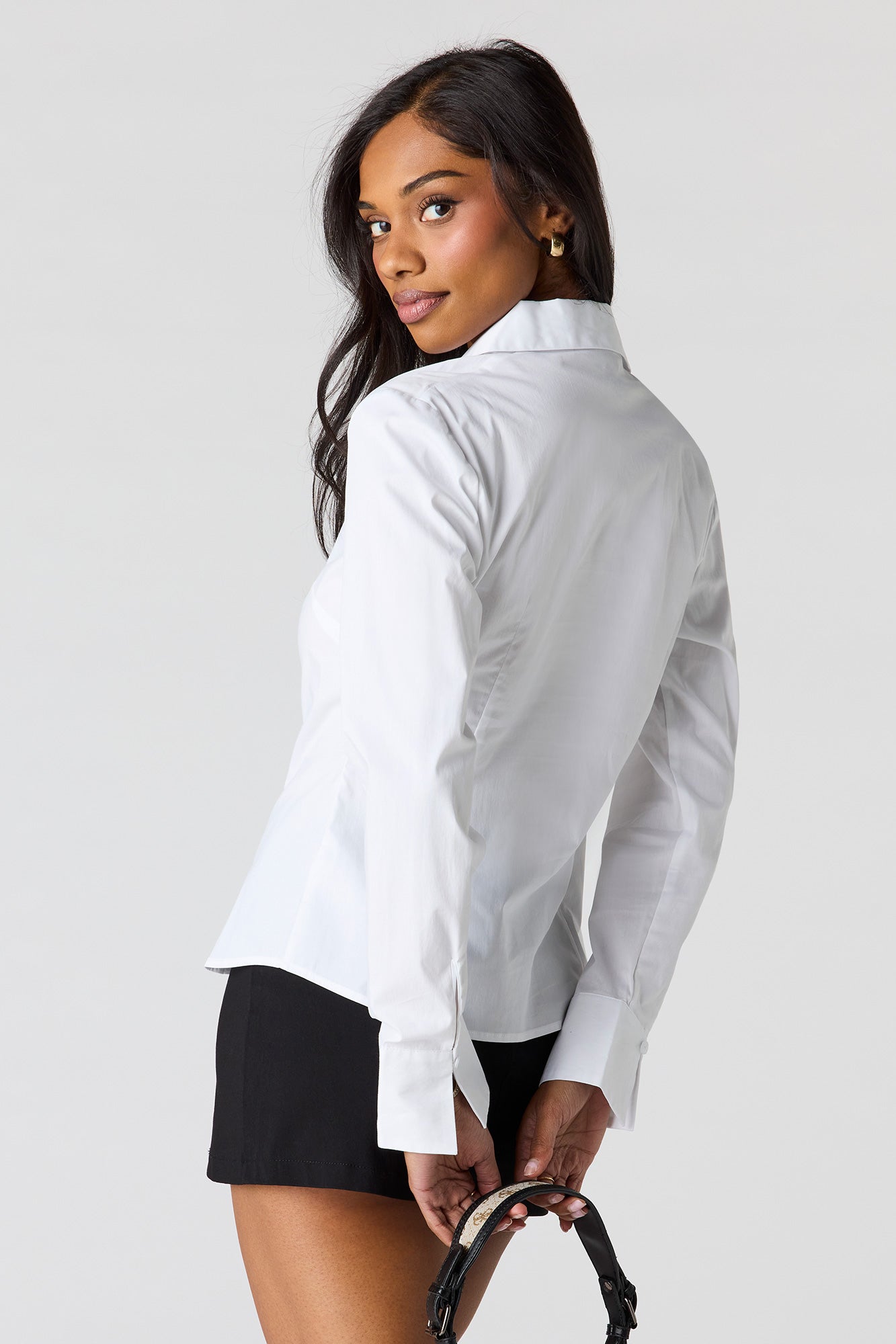 Slim Fit Long Sleeve Button-Up Top